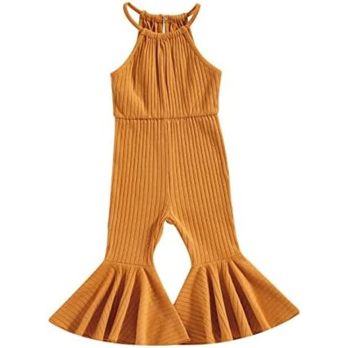 ZAXARRA Toddler Baby Girl Jumpsuit Romper Baby Overalls Straps Bell-Bottom Flare Pants Fall Winter Summer Outfits