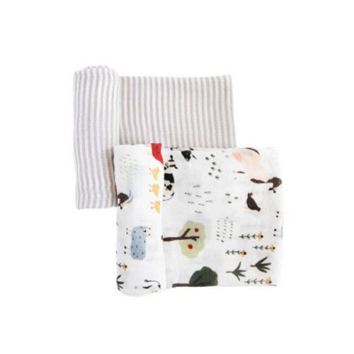 Red Rovr Organic Cotton Muslin Swaddle Blanket - 2pk, Color: Family Farm