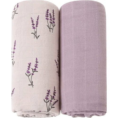 LifeTree Baby Swaddle Blankets Girls, Organic Muslin Swaddle Blankets Unisex Swaddling Wrap Receiving Blanket Neutral for Newborn, Organic Cotton, Large 47 x 47 inches, Lavender & Mauve