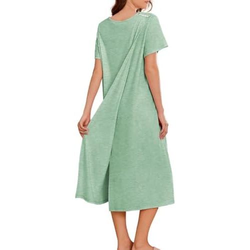 Deyeek Hospital Gowns for Women Labor Delivery Shoulder Surgery Dress Adaptive Clothing Night Robes for Elderly Plus Size