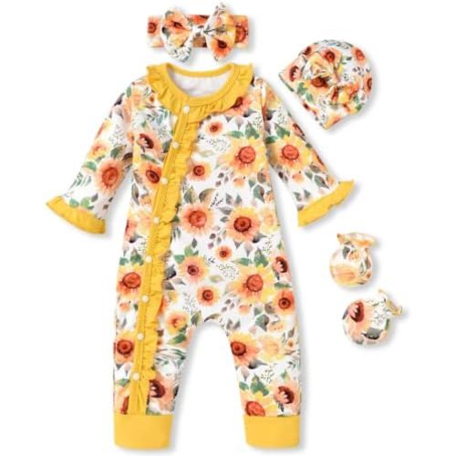 Aalizzwell Baby Girls Romper Outfit Fall Winter Clothes with Accessories