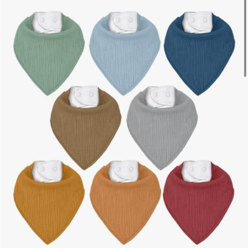 Muslin Baby Bibs 8 Pack, Baby Bandana Drool Bib for Drooling and Teething, Cotton Soft Absorbent for Girls Boys