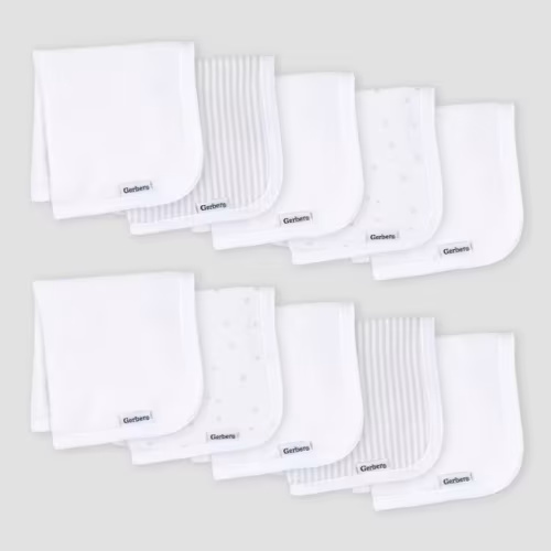 Gerber Baby 10pk Knit Washcloth - White
