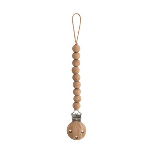 Mushie Silicone Pacifier Clip - Luna Faux Wood