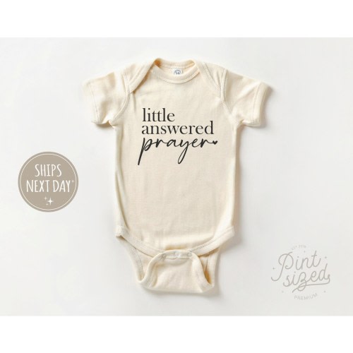 Little Answered Prayer Baby Onesie® - Cute Religious Natural Bodysuit - Christian Baby Onesie®