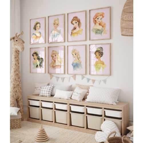 Set 15 Princess PRINTABLE ART Princess Prints Girl Nursery Decor Boho Fairy Tale Girls Room Decor Pink Princess Nursery Decoration Princess