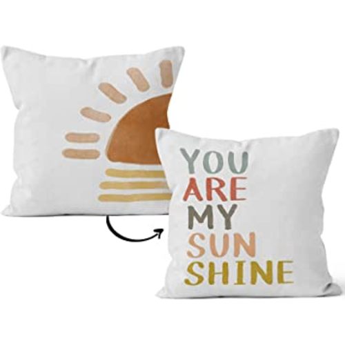 HIWX Abstract Boho Sun You are My Sunshine Decorative Pillowcase Throw Pillow Cover, Modern Art Sun Shine for Sofa Bed Baby Room Home Nursery Decor 18 x 18 Inch Reversible Pillow Case