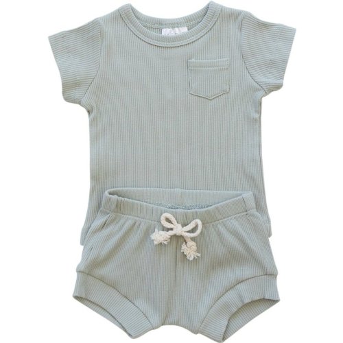 Sage Organic Cotton Ribbed Short Set – Mebie Baby