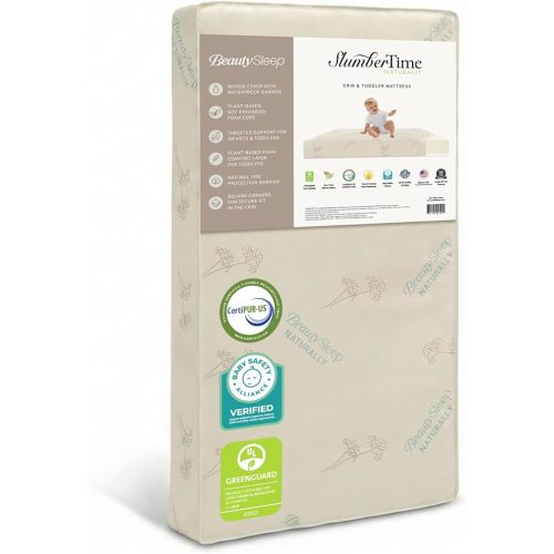 Simmons Kids SlumberTime Naturally 2-Stage Premium Plant-Based Soy Foam Baby Crib Mattress & Toddler Mattress - Waterproof - GREENGUARD Gold & CertiPUR-US Certified - Ideal Firmness - Made in USA