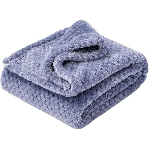 Fuzzy Blanket or Fluffy Blanket for Baby Girl or boy, Soft Warm Cozy Coral Fleece Toddler, Infant or Newborn Receiving Blanket for Crib, Stroller, Travel, Decorative (40Wx60L, M-Pearl Blue)