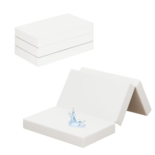 Moonlightfamily Trifold Pack and Play Mattress, Waterproof 38"x26" Playpen Playard Topper for Travel, Removable Washable Cover