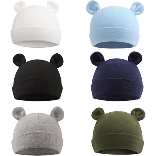 PESAAT Newborn Hospital Hat 0-12Months Preemie Boys Girls Beanie Solid Infant Baby Hats Autumn Winter