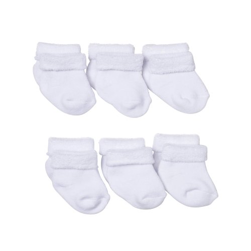 Gerber Baby Boys and Baby Girls White Terry Bootie Socks, 6-Pack