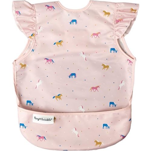 Tiny Twinkle Mess Proof Baby Bib - Waterproof Toddler and Baby Apron Bib - Machine Washable - PFAS and BPA Free