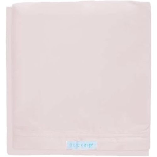 QuickZip Crib Extra Zip-On Sheet (SecureFit Wraparound Base Not Included) - Faster, Safer, Easier Baby Crib Sheets - Blush 100% Cotton - Fits All Standard Crib Mattresses