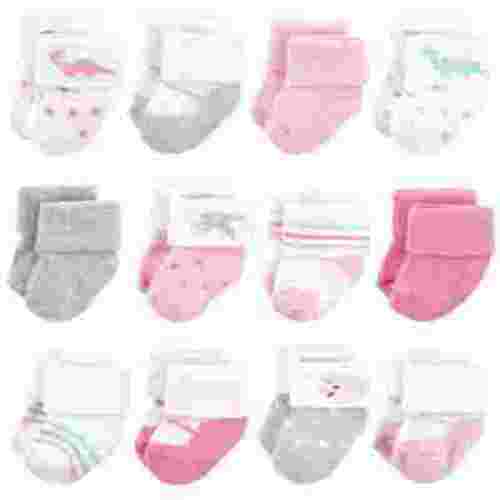 Hudson Baby Girl's Dinosaurs Cotton Socks, 0-3 Months