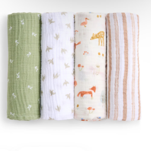 aden + anais sage woodland essentials cotton muslin swaddles 4 pack