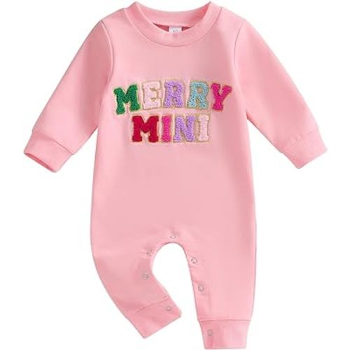 Fernvia Newborn Baby Girl Christmas Outfits Infant Christmas Romper Cute Ruffle Jumpsuit Bodysuit Kids One-Piece Clothes Fall
