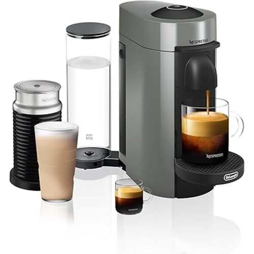 Nespresso Vertuo Plus Coffee and Espresso Maker by De'Longhi, Grey with Aeroccino Milk Frother