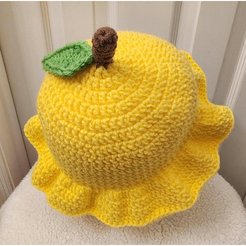 Crocheted Lemon Bucket Hat- Sizes babies to adults