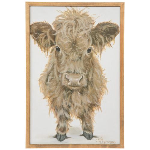 Furry Highland Cow Framed Wall Decor