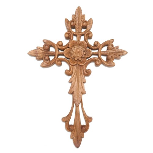 NOVICA Natural Cross, Wood wall cross – Overstock