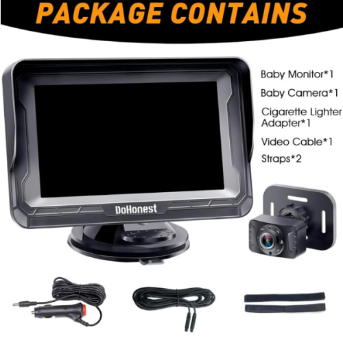 DoHonest Baby Car Camera HD 1080P - Rear-Facing Car Baby Monitor with Night Vision, Adjustable View Angle, Easy Setup, Anti-Glare Display, Safety for Kids & Infants