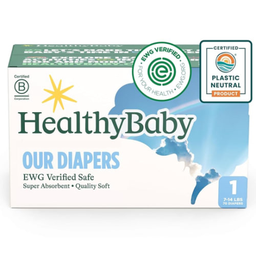 Our Diapers | EWG Verified Safe & Plant-Based Diapers | Leak Protection | Soft Organic Cotton Shell | Chlorine-Free Diaper for Sensitive Skin | Size 1 (7-14lbs) 70 Count