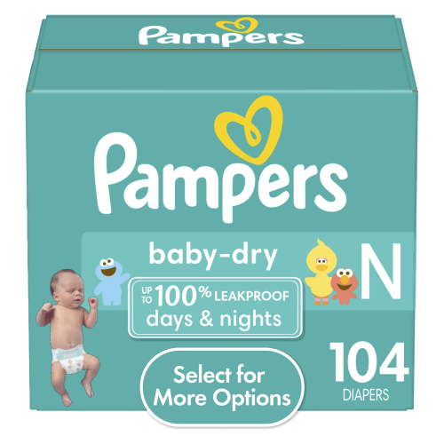 Pampers Baby Dry Baby Diapers Size Newborn, 104 Count (Select for More Options)