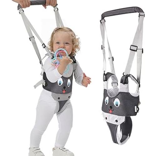 IULONEE Baby Walker, Handheld Kids Toddler Walking Harness Helper Assistant Protective Belt Child Activity Walker Adjustable Standing Up Walking Learning Helper for Toddler 7-24 Month (N-Grey)