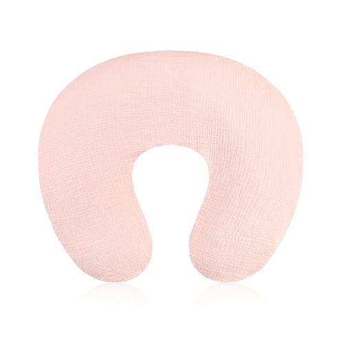 Baby Nursing Pillow Cover, Removeable Breastfeeding Pillow Slipcover, Muslin Nursing Pillow Case for Newborn Boys Girls, Soft Fabric Fits Snug On Infant, Washable & Breathable, Pink (Cover Only)
