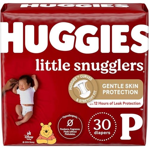 Huggies Newborn Diapers, Little Snugglers Baby Diapers, Size Preemie (up to 6 lbs), 30 Count