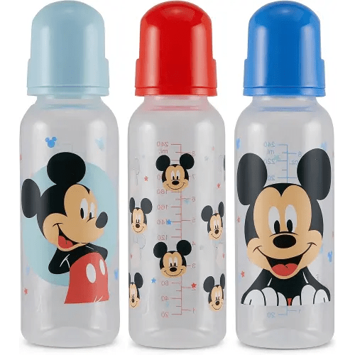 Baby Bottles 9 oz for Boys and Girls| 3 Pack of Disney "Mickey Mouse Pose" Infant Bottles for Newborns and All Babies | BPA-Free Plastic Baby Bottle for Baby Shower