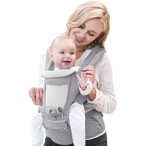 Baby Carrier with Hip Seat, Ergonomic Baby Carrier Newborn to Toddler 0-36 Month, 6-in-1 Kangaroo Infant Carrier for Dad Mom, Front and Back Baby Carrier Adjustable Removable All Seasons
