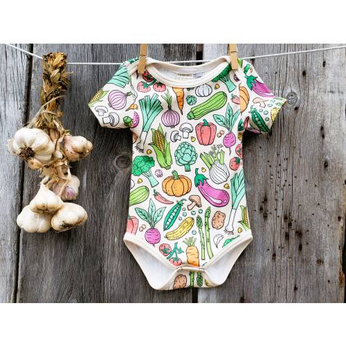Organic baby bodysuit, Gardening baby, Gender neutral baby, Vegetable baby clothes, handmade baby clothes