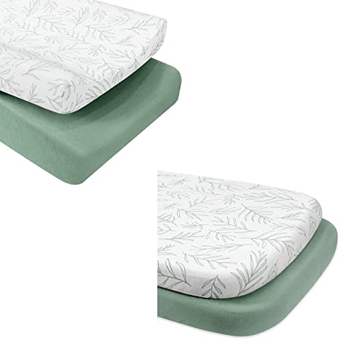 Babebay 2Pack Bassinet Sheet and 2Pack Changing Pad Cover Bundle