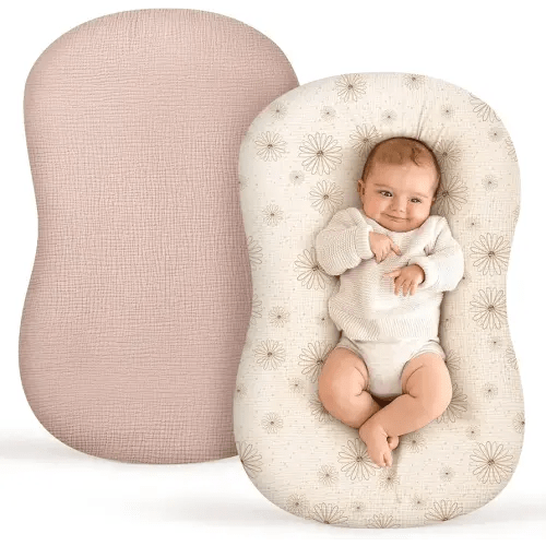 Termichy Baby Lounger Covers for Newborns: Muslin Lounger Pillow Covers Fit for Snuggle Me for Cozy Naps at Home or On The Go – Must Have Baby Nest Lounger Sheets for Toddler Girl Boy 0-12 Months