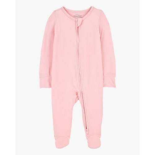 Baby Girl Solid 2-Way Zip PurelySoft Sleep & Play Pajamas - Pink - Carter's | Carter's