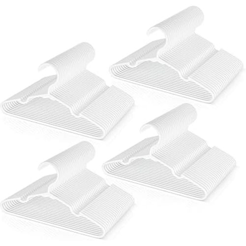 Kids Hangers 100 Pack, Premium Plastic Baby Hangers Clothes of Children, Toddler, Infant, Durable Non-Slip Kid Clothes Hanger for Closet Space-Saving, White