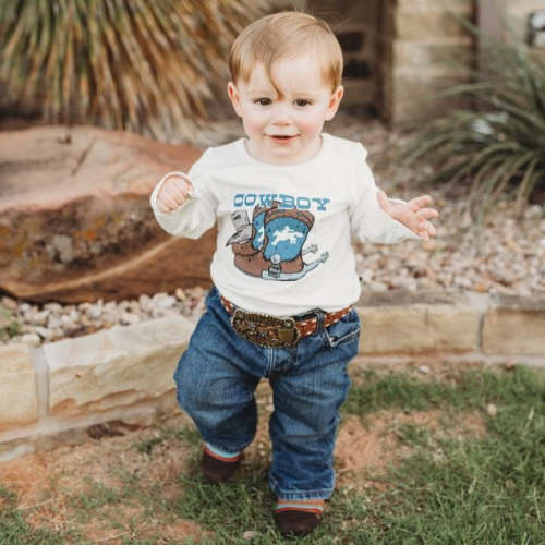 Cowboy Boots Long Sleeve Onesie Baby (0-18M)
