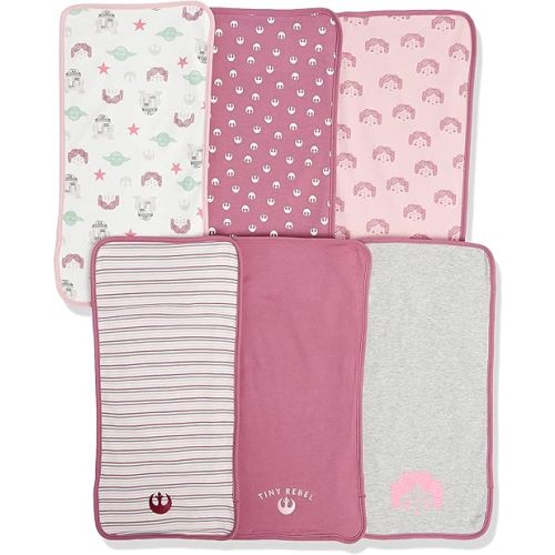 Amazon Essentials Disney | Star Wars | Princess Baby Girls' Burp Cloths, Pack of 6