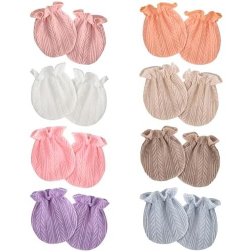 Newborn Baby Mittens No Scratch Cotton Elastic Wrist Gloves Infant Toddler Mittens for Baby Boy Girl 0-6 Months