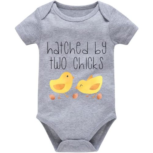 Viuluti 2026 Hatched By Two Chicks Baby Boy Girl Bodysuits Onesie Infant Outfits Cute Romper Newborn Clothes