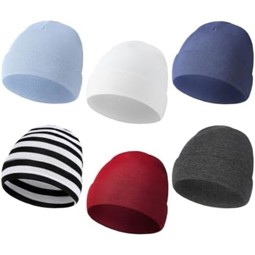 Newcotte 6 Pcs Preemie Baby Hats Cotton Preemie Caps Warm Newborn Beanie Premature Hat for Nicu Premature Boy Girl