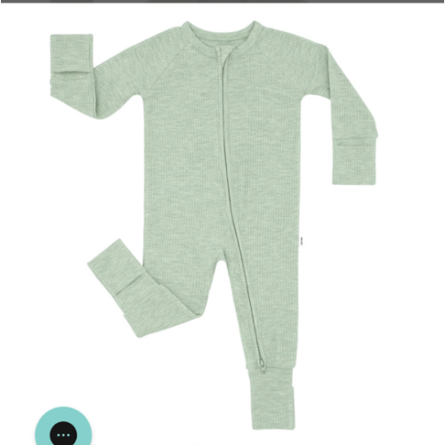 Heather Sage Ribbed Zippy - Little Sleepies