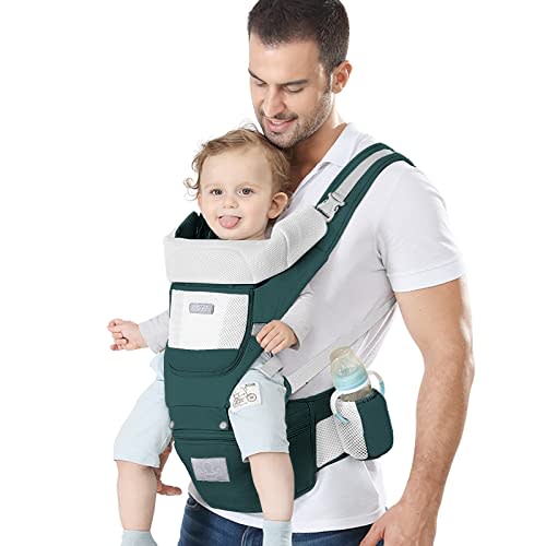 YSSKTC Baby Carrier Ergonomic Infant Carrier with Hip Seat Kangaroo Bag Soft Baby Carrier Newborn to Toddler 7-45lbs Front and Back Baby Holder Carrier for Men/Women Dad Mom