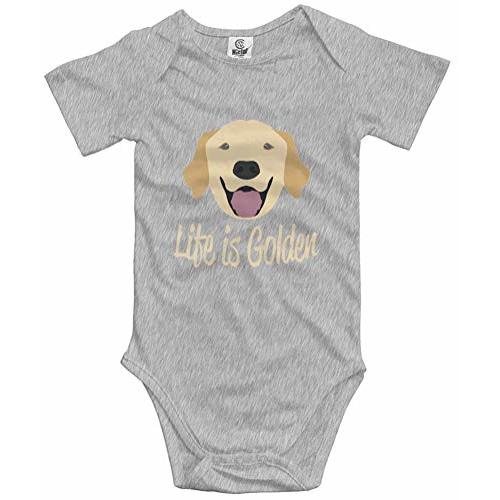 Nepairr Life is Golden Cartoon Infant Toddler Rompers Baby Short Sleeves Onesie Bodysuit Unisex