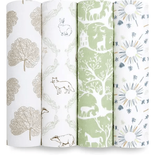 aden + anais Essentials Muslin Swaddle Blankets for Baby Girls and Boys, Newborn Receiving Blanket for Swaddling, 100% Cotton Baby Swaddle Wrap, 4 Pack, Harmony