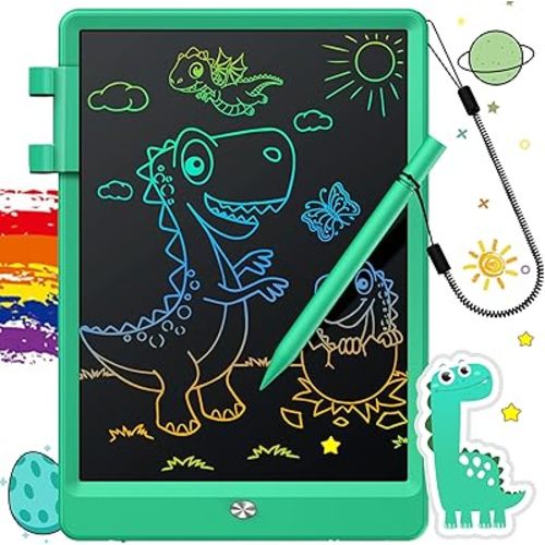 FLUESTON LCD Writing Tablet, Doodle Board Toys Gifts for 3-8 Year Old Girls Boys, 10 Inch Colorful Electronic Board Drawing Pad for Kids, Gifts for Toddler Educational Learning Travel Birthday, Green