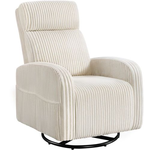 Yaheetech Corduroy Swivel Nursery Glider Chair Rocker Chair, Beige